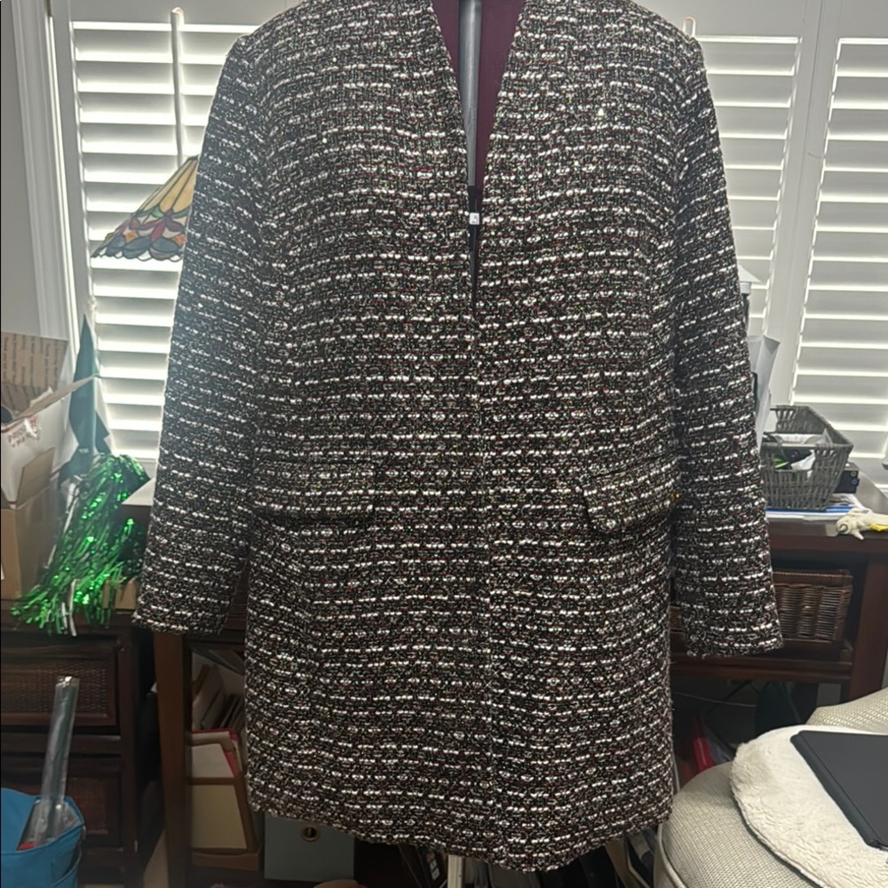 Women's Black, Gray, Metallic, Wine Tweed 3/4 length Jacket